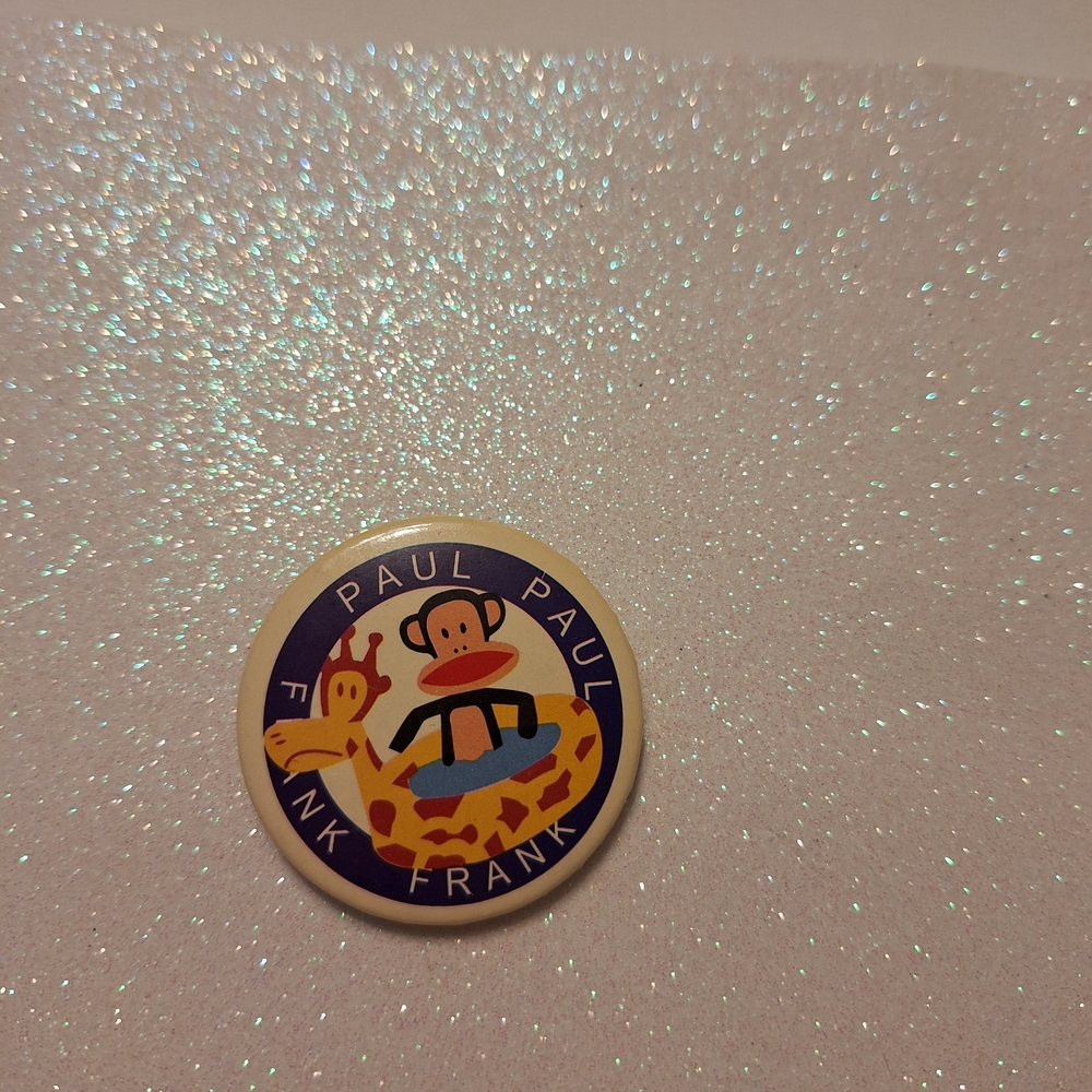PAUL FRANK Vintage MONKEY BUTTON PIN Lapel Hat Pinback 1990s
